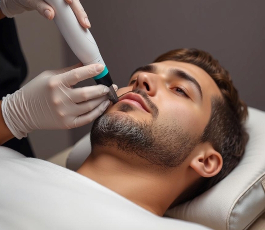 Лазерная эпиляция зоны подбородка и шеи (коррекция бороды/контуров)